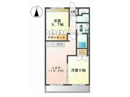 エトワール・シエル(2LDK/1階)の間取り写真