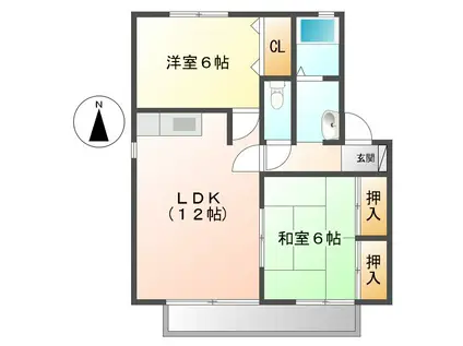 ドミール三成(2LDK/1階)の間取り写真