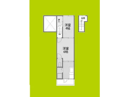 阪神本線 千船駅 徒歩6分 2階建 築55年(2DK/2階)の間取り写真