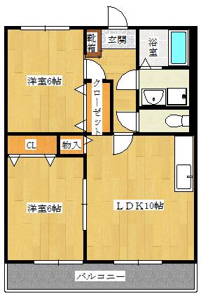 ヴェルドミール麻生田II棟102号(2LDK/1階)の間取り写真