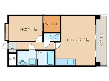 カーサ コスモス(1LDK/3階)の間取り写真