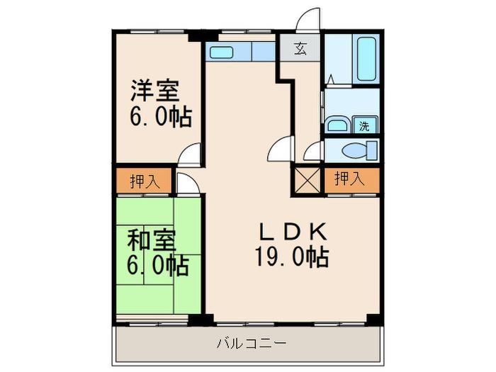 オヌキ新博多ビル(2LDK/14階)の間取り写真