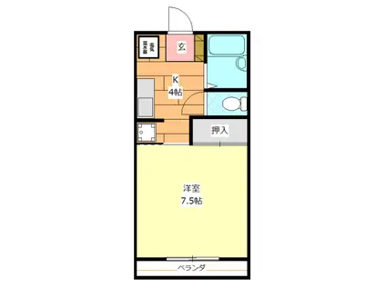 サウスレジデンス(1K/2階)の間取り写真