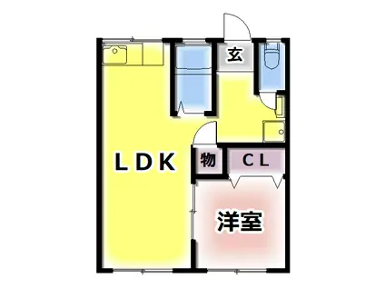 川端マンション(1LDK/2階)の間取り写真
