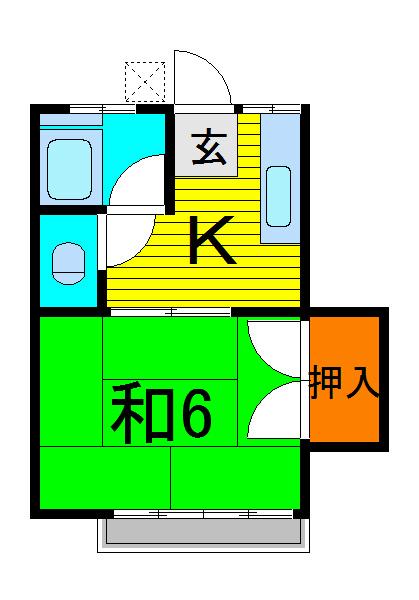 和楽備ハイツ(1K/2階)の間取り写真