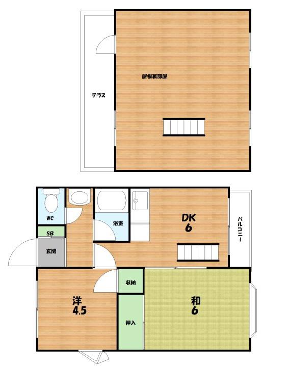野村マンション(2DK/2階)の間取り写真