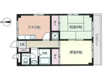 サンハイツ山本(2DK/3階)の間取り写真