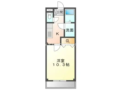ベルバランセ牛川(1K/1階)の間取り写真
