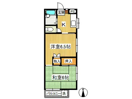 コーポラスサカイ(2K/1階)の間取り写真