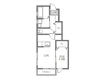 エステートワン レジデンス(1LDK/1階)の間取り写真
