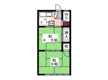 明智荘(2K/1階)の間取り写真