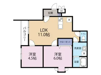 GRANCIEL OGI(2LDK/2階)の間取り写真
