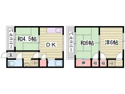 辻井テラスハウス(3DK/1階)の間取り写真