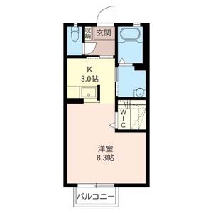 ルミノシーテD(1K/2階)の間取り写真