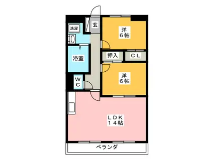 サンハイツ茜(2LDK/3階)の間取り写真
