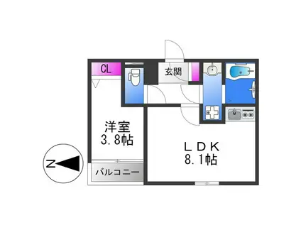 H-MAISON加美正覚寺(1LDK/1階)の間取り写真