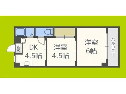 サンシャインマンション(2DK/4階)の間取り写真