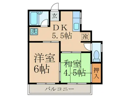 ドエルナカザ(2DK/2階)の間取り写真