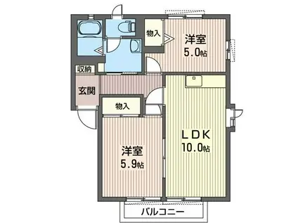 桐山ハイツA(2LDK/1階)の間取り写真