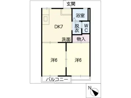 タウニーレイクサイド(2DK/1階)の間取り写真