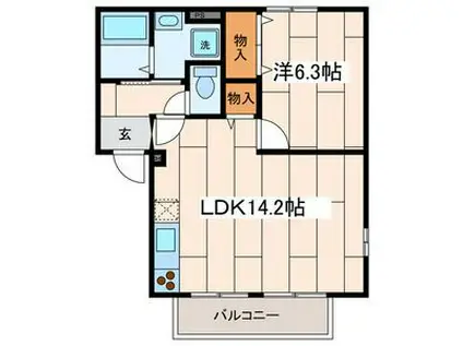 ペアシティハイツI(1LDK/1階)の間取り写真