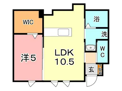 グランヅ片島(1LDK/1階)の間取り写真