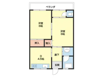 リベルテAWA(2DK/2階)の間取り写真