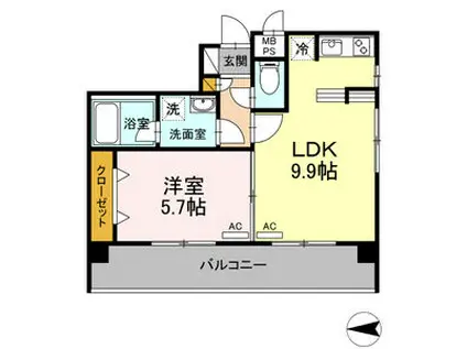ETERNAL栄(1LDK/4階)の間取り写真