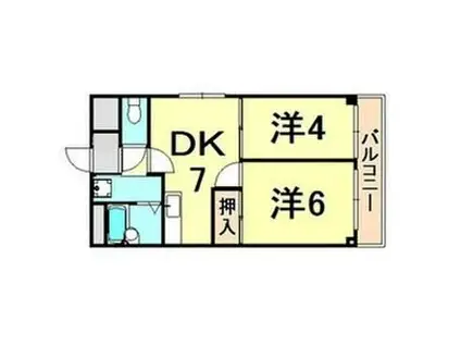 フェリエ甲子園(2DK/2階)の間取り写真