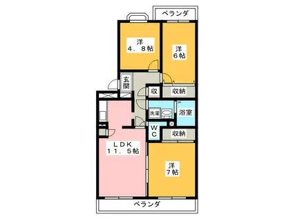 マンション南斗(3LDK/1階)の間取り写真