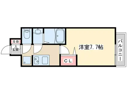 MJC大阪ラフィーネ(1K/4階)の間取り写真
