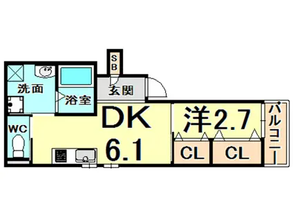 KTIレジデンス武庫川II(1LDK/2階)の間取り写真