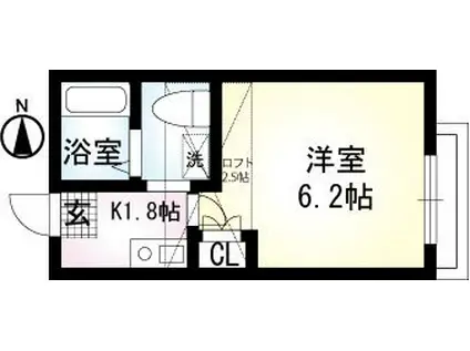 アンビシャス三春(1K/2階)の間取り写真