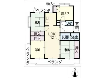 パークサイド千成(4LDK/2階)の間取り写真