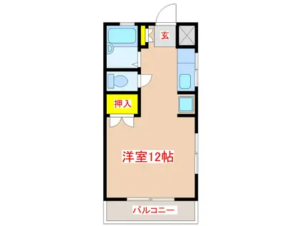 レオパレス21(ワンルーム/4階)の間取り写真