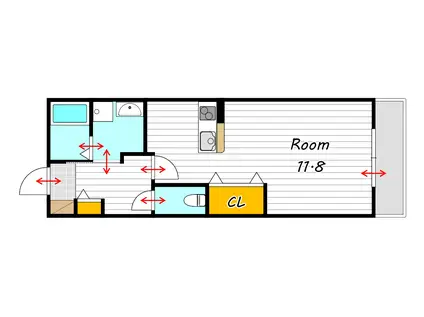 シエルブルー(1K/2階)の間取り写真