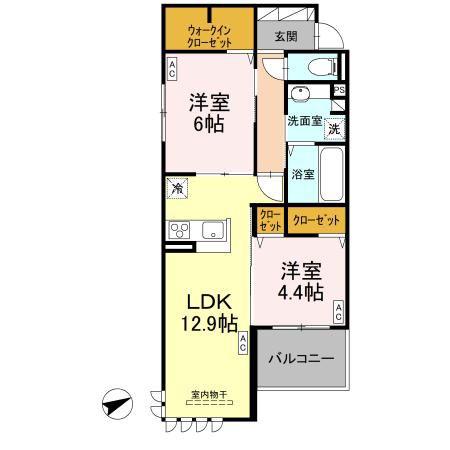 ドゥ・アムール(2LDK/3階)の間取り写真