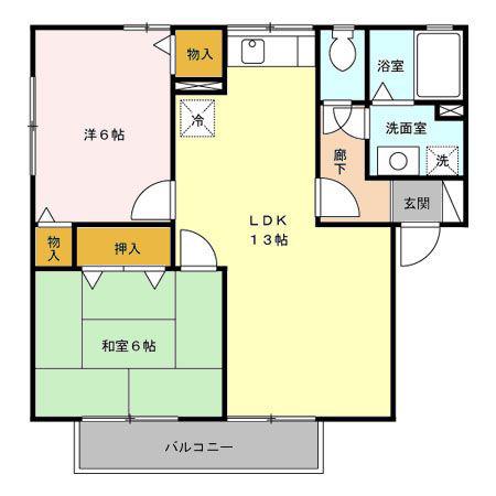 ヴィルヌーブA/B/C(2LDK/2階)の間取り写真