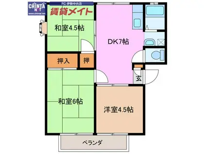 サンシティ奥村(3DK/2階)の間取り写真