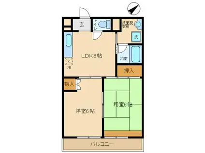 ハミングマンション(2DK/2階)の間取り写真