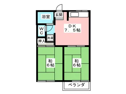 ハイツリージェント(2DK/2階)の間取り写真
