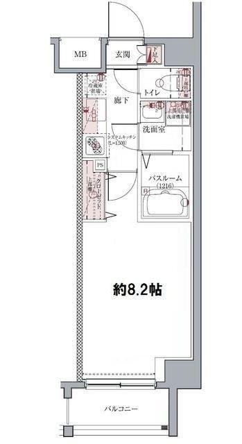 ラグディア麻布十番(1K/3階)の間取り写真
