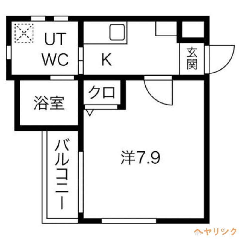 ボヌール社が丘(1K/2階)の間取り写真