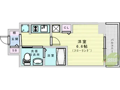 エステムコート新大阪9グランブライト(1K/2階)の間取り写真