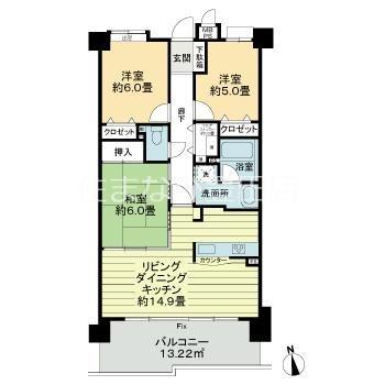 ライオンズマンション三好ヶ丘(3LDK/7階)の間取り写真