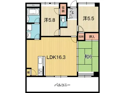 アストーレ青柳(3LDK/2階)の間取り写真