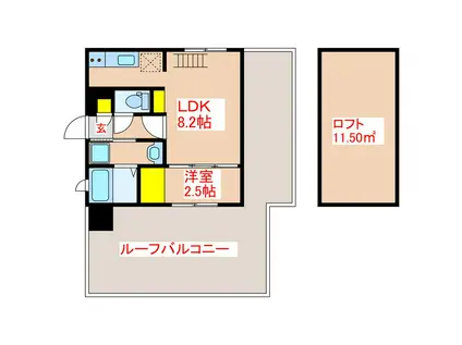 LANDMARK城西本通(1LDK/10階)の間取り写真