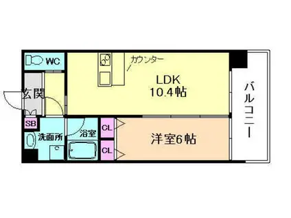 DIMUS福島(1LDK/3階)の間取り写真