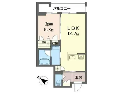 ヴァレンズ・クレシェレ(1LDK/2階)の間取り写真