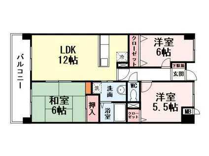 セントラルアベニュー(3LDK/2階)の間取り写真